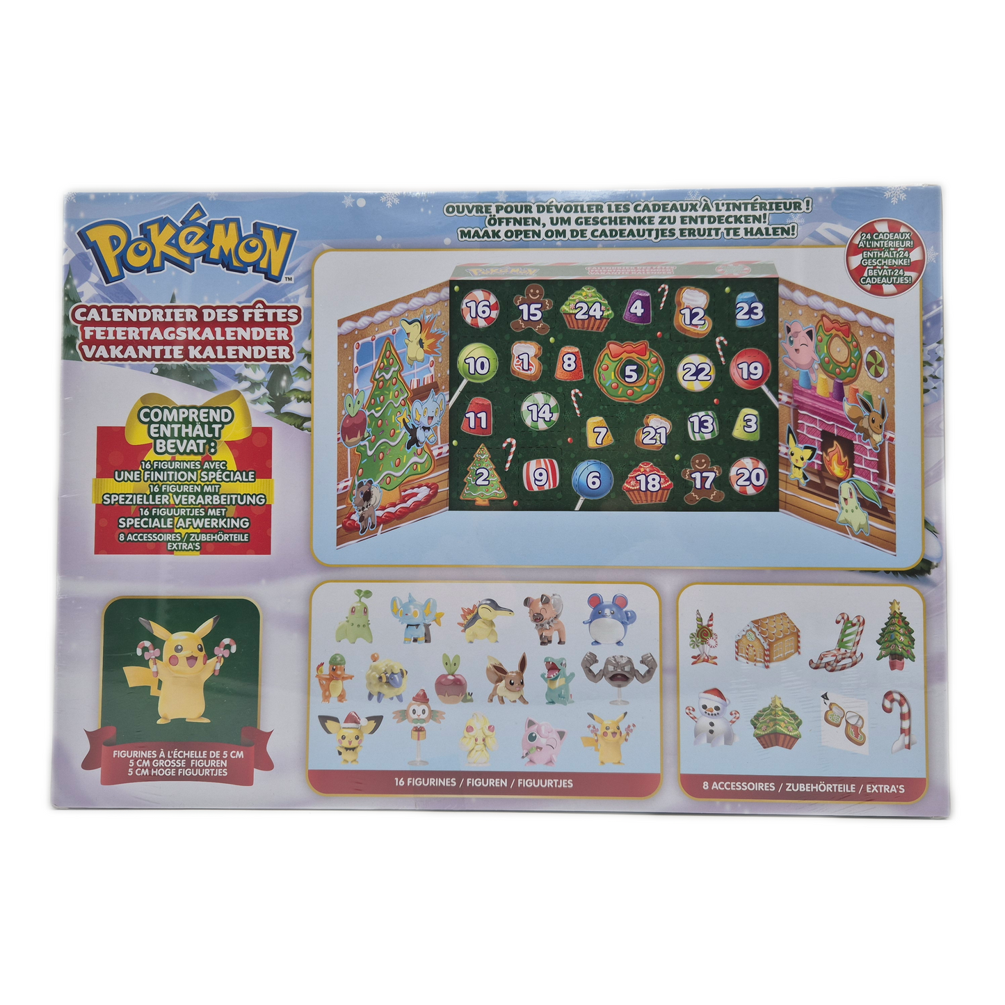 Adventskalender Pokemon Happy Holidays mit 16 Figuren und 8 Accessoires NEU OVP