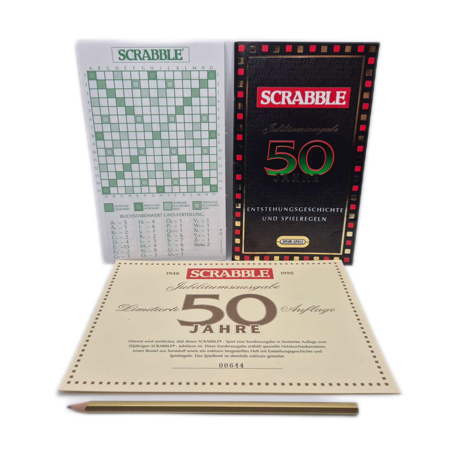 Scrabble Jubiläumsausgabe 50 Jahre limitiert mit Zertifikat 1998
