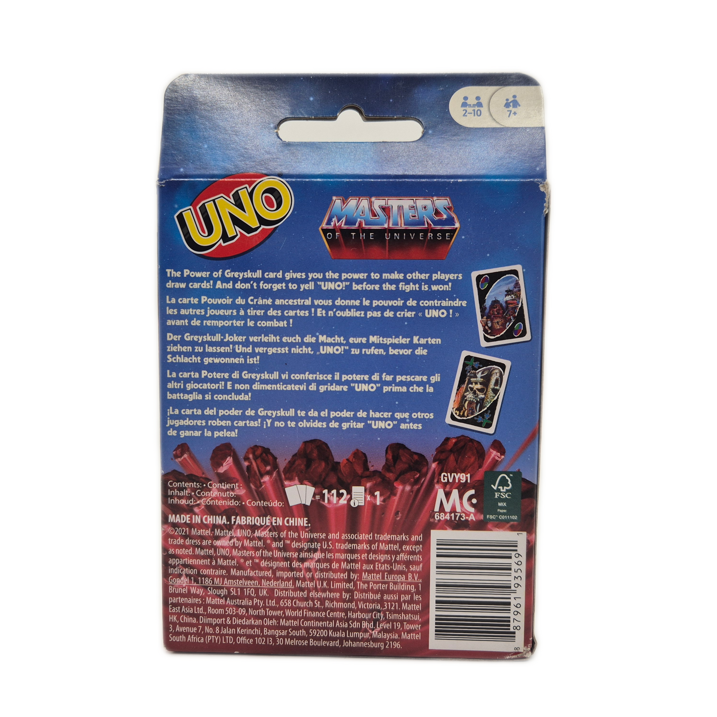 Uno Masters of the Universe Mattel Kartenspiel