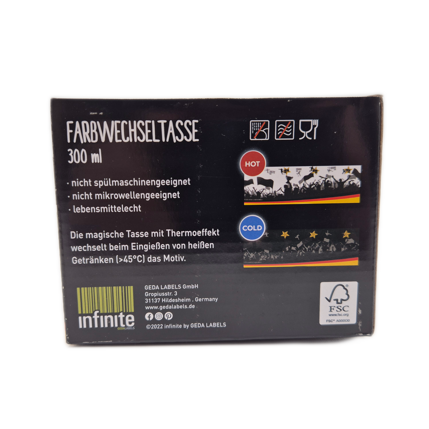 Deutschland Farbwechsel WM EM Titel Tasse Porzellantasse 300 ml