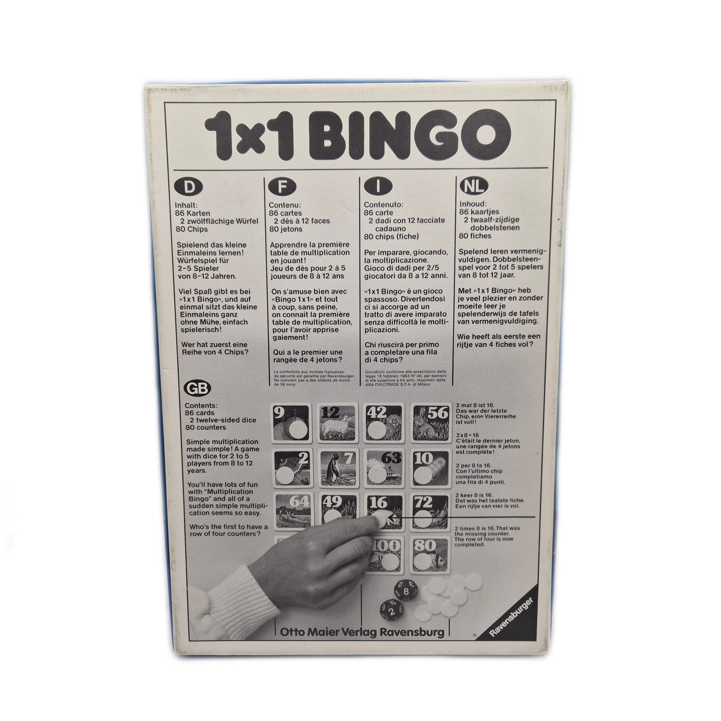 1x1 BINGO seltene Ravensburger Erstausgabe 1984 mit Anleitung + Würfeln