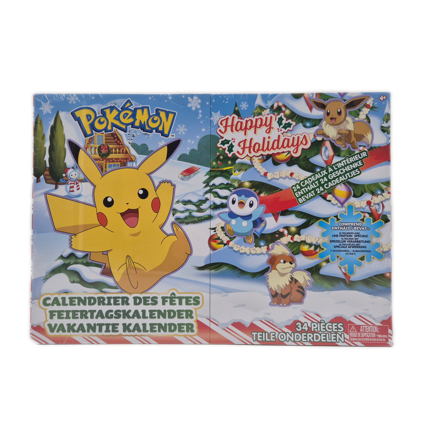 Adventskalender Pokemon Happy Holidays mit 16 Figuren und 7 Accessoires NEU OVP