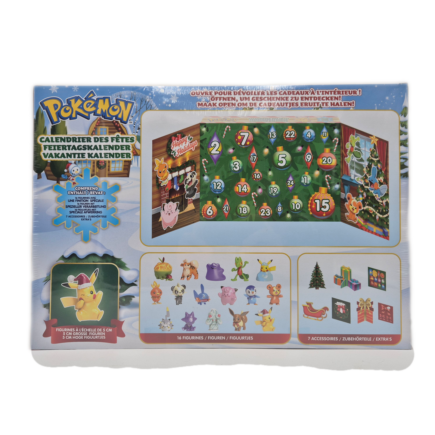 Adventskalender Pokemon Happy Holidays mit 16 Figuren und 7 Accessoires NEU OVP