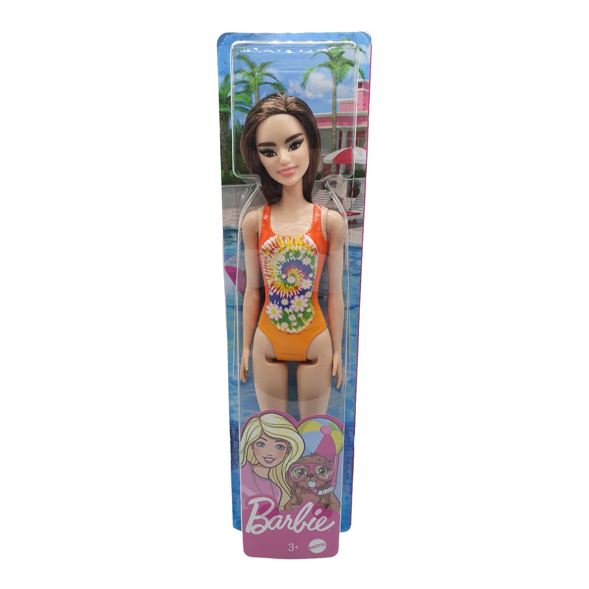 Barbie Beach Doll in Orange Swimsuit - Mattel