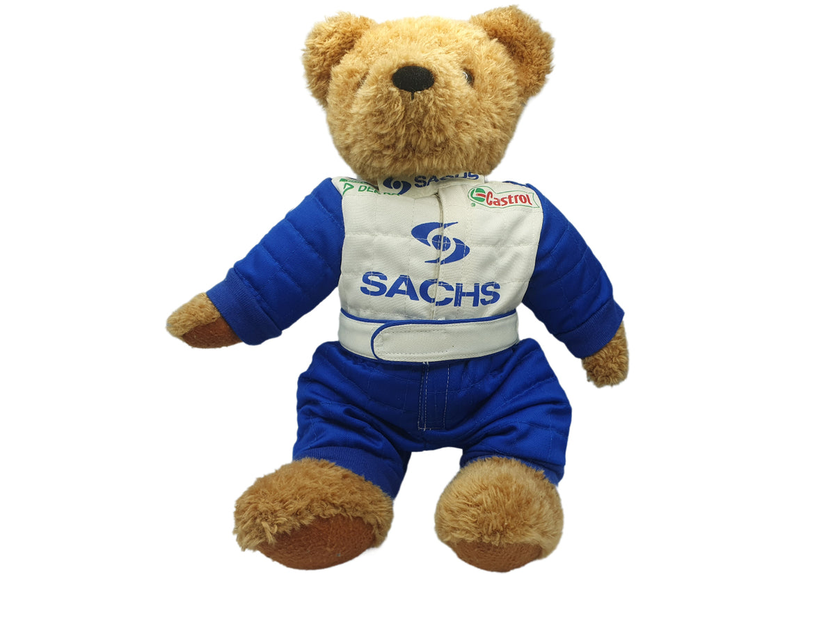 Rennfahrer Teddybär Bär Sachs Plüschtier Stofftier 40 cm guter Zustand