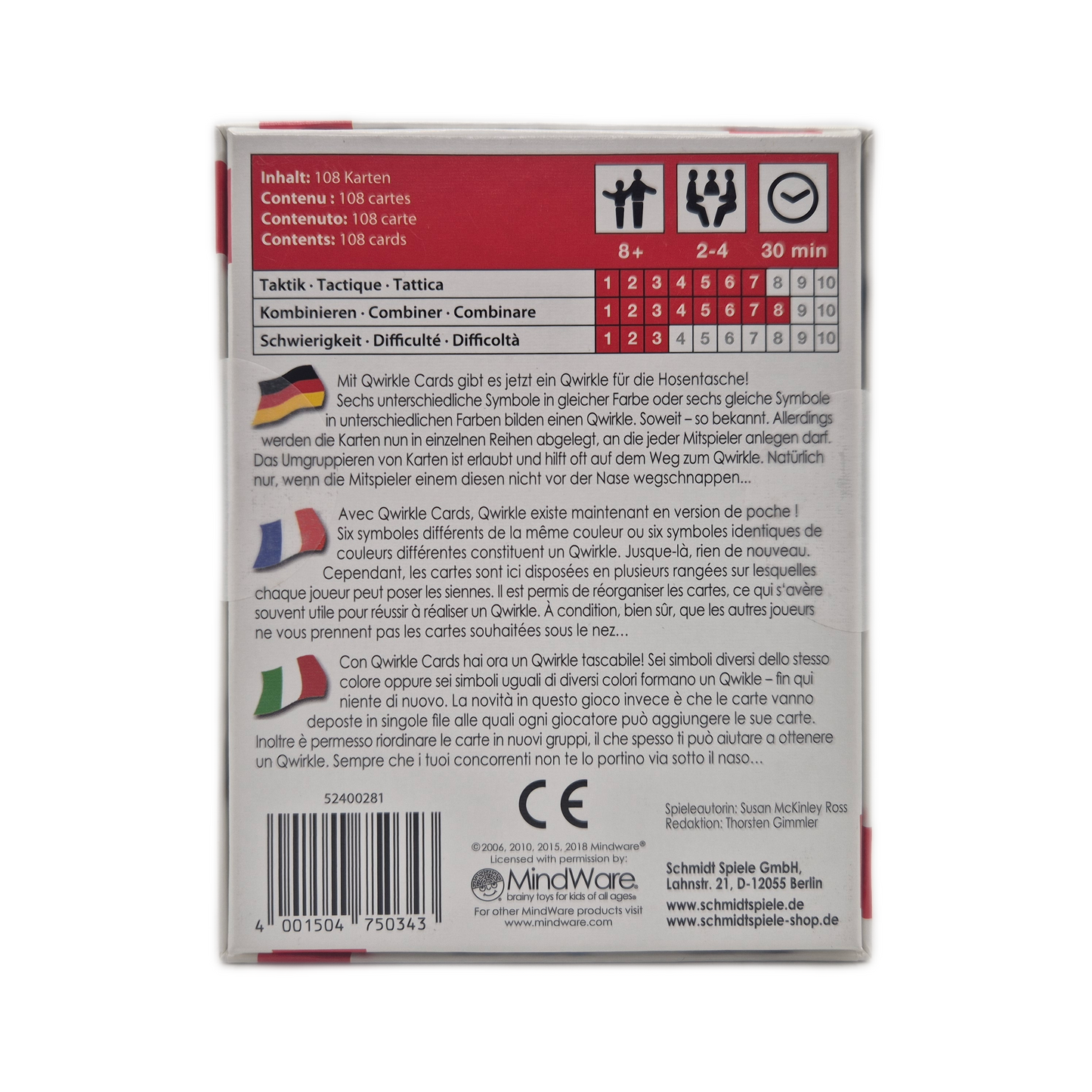 Qwirkle Cards Schmidt Spiele Kartenspiel