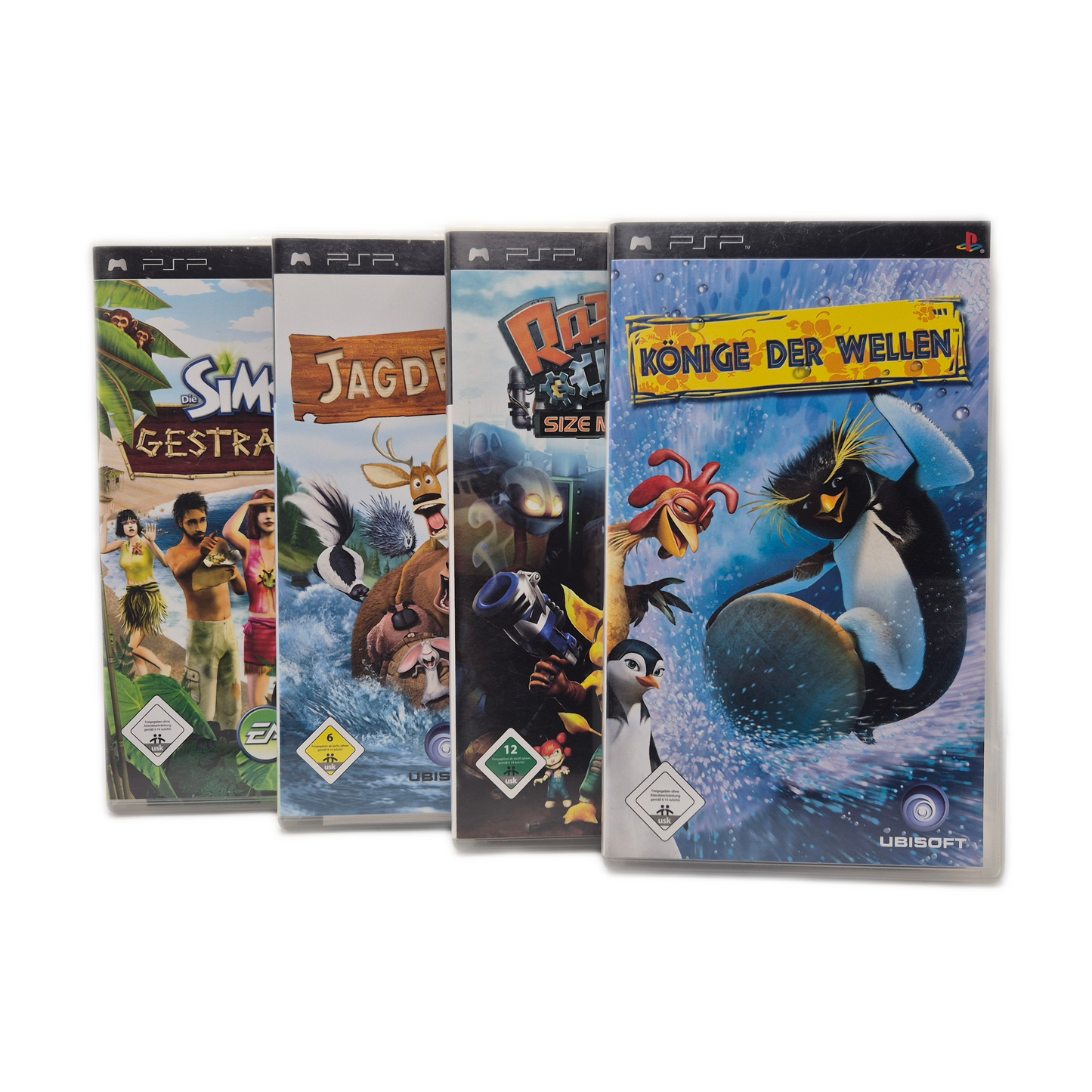 PSP Spiele Bundle - Sims 2 gestrandet, Könige der Wellen, Jagdfieber, Ratchet