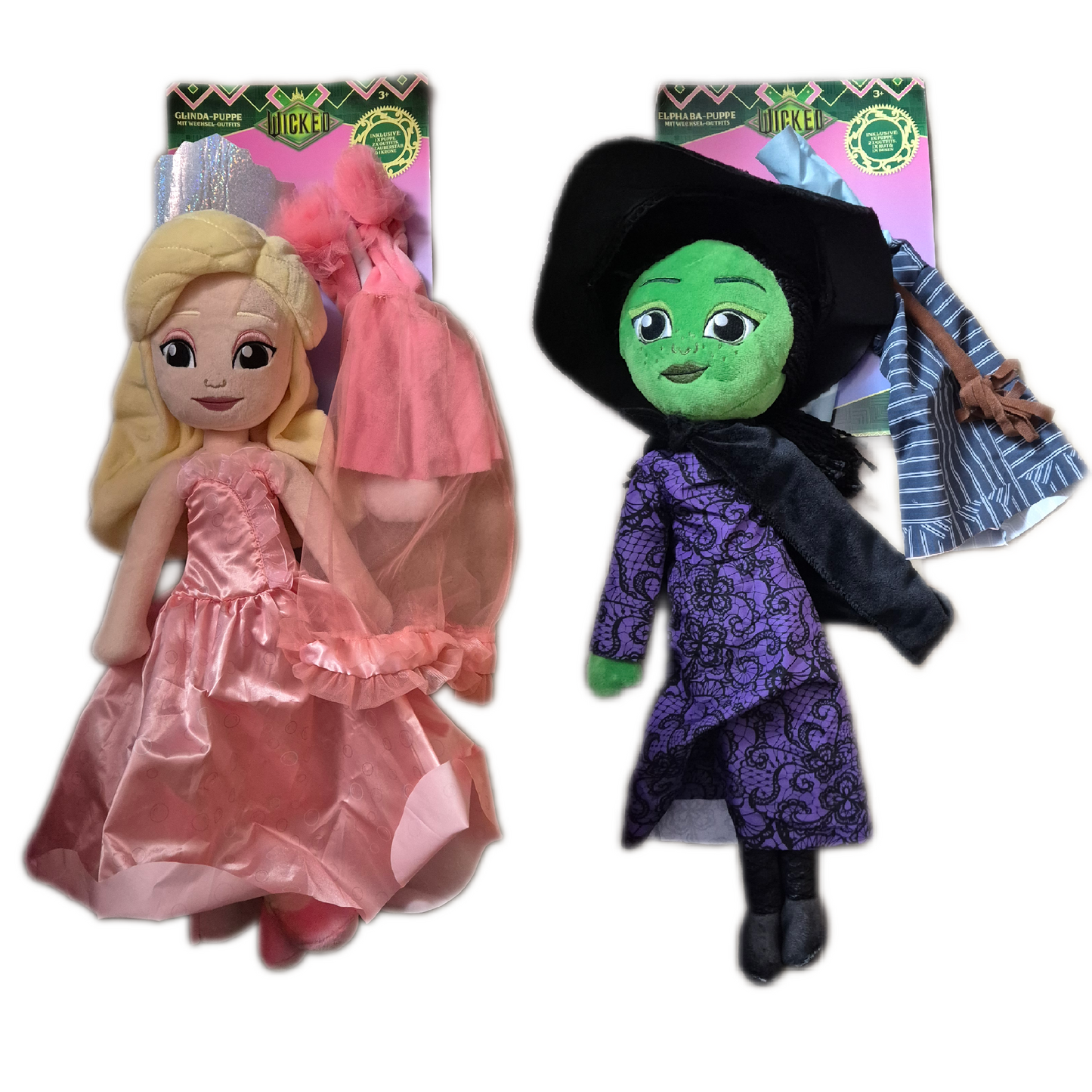 Wicked Elphaba / Glinda Puppe mit Wechseloutfit - ca. 50 cm Plüsch - The Wizard