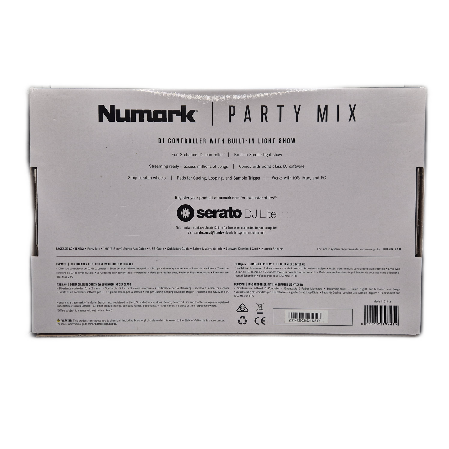 Numark Party Mix DJ Controller Mixer LED Lichtshow
