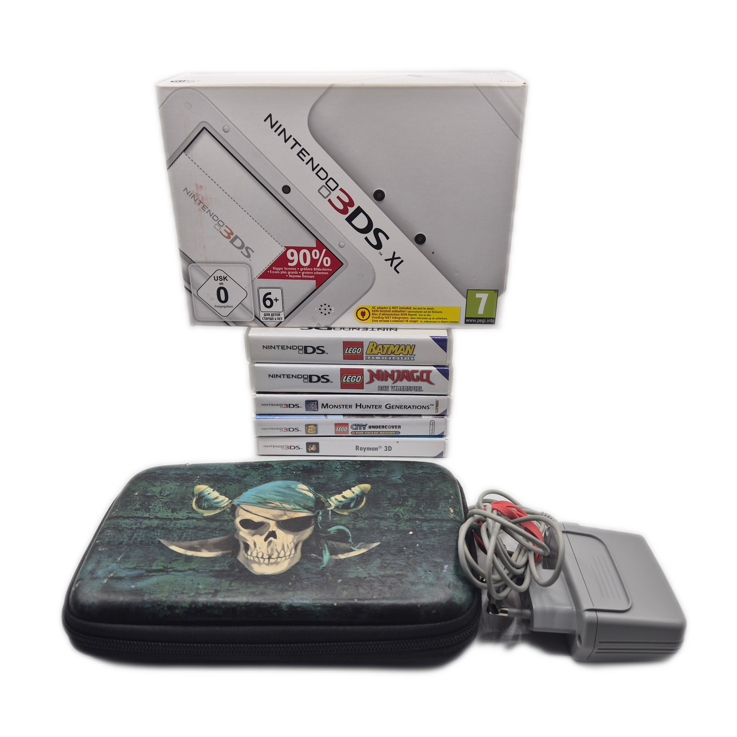 Nintendo 3DS XL weiß Konsole in OVP + Ladekabel + Spiele