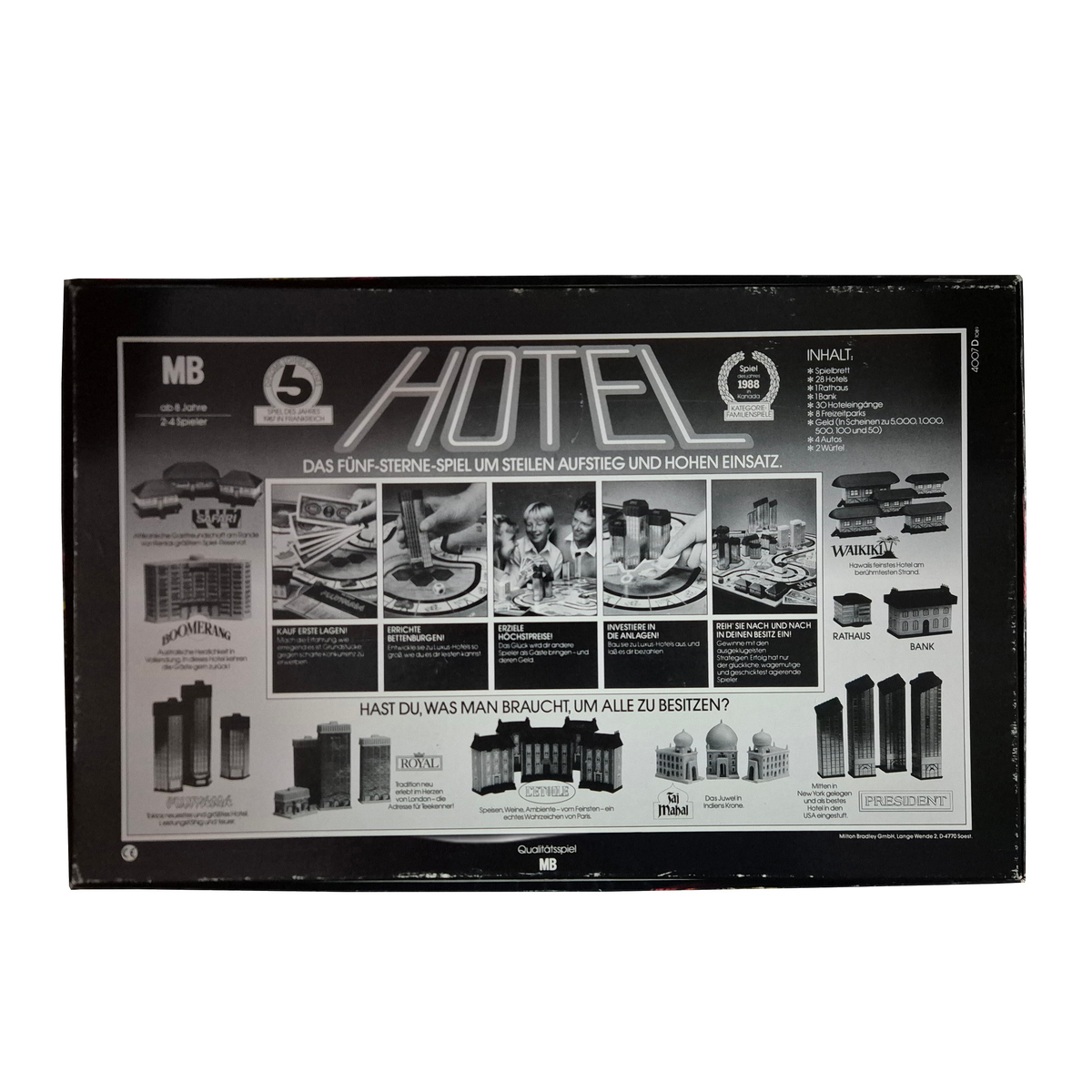 MB Spiele Hotel Brettspiel 1986 (ohne Laternen)