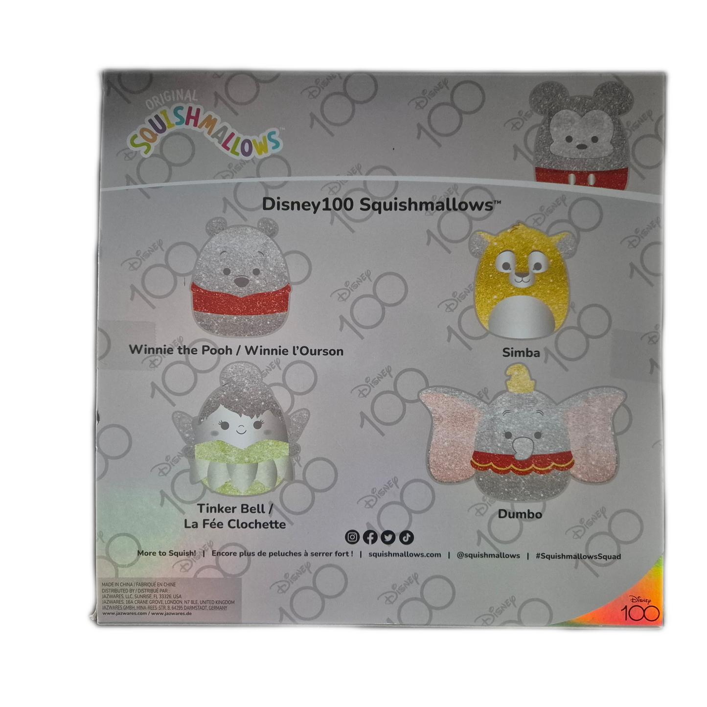 Squishmallows Disney 100th Anniversary 4 Pack Dumbo, Tink, Pooh, Simba