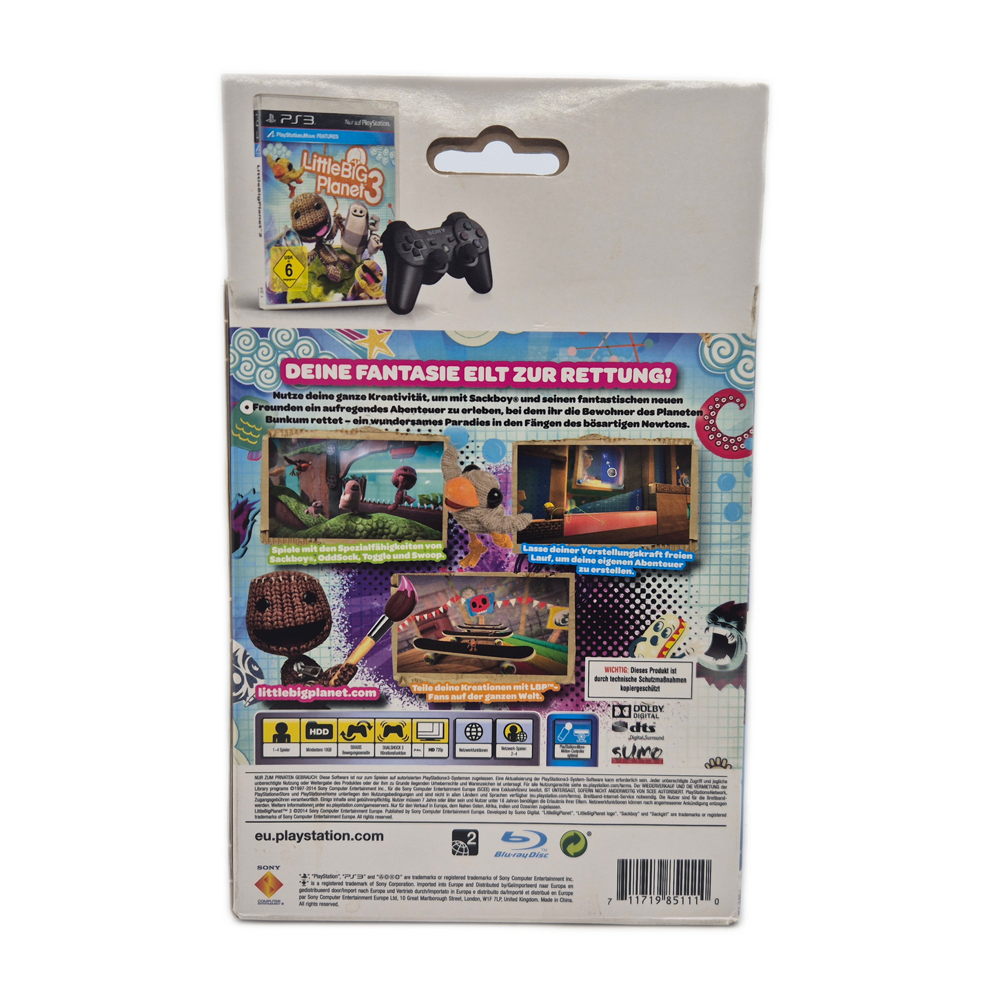 PlayStation 3 DualShock 3 Wireless Controller Schwarz + Little Big Planet 3