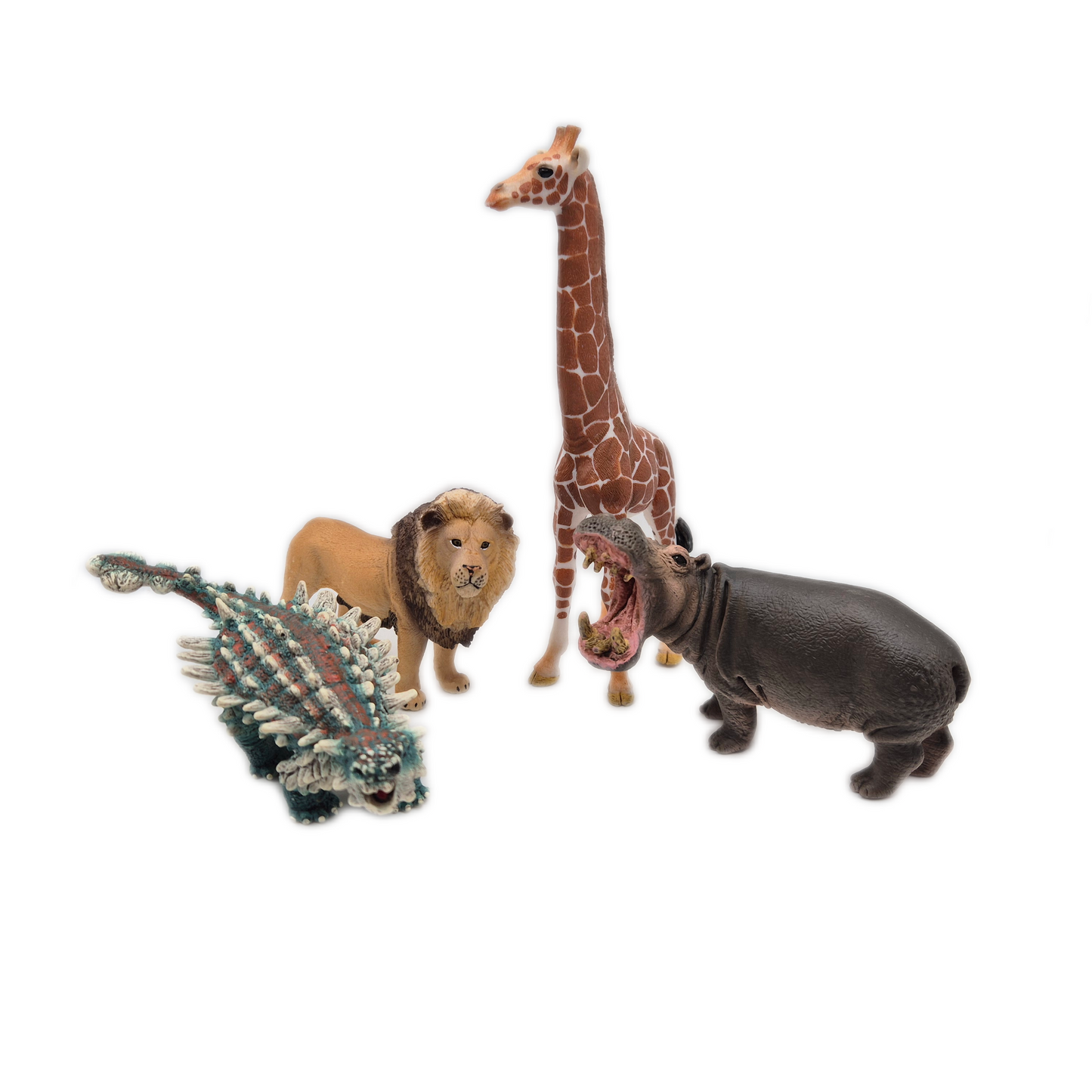 Schleich Tiere (8 Stück) - Elefanten, Eisbären, Giraffe, Löwe, Dino, Nilpferd